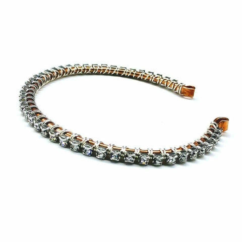Crystal Rhinestone Wire Wrapped Tennis Bracelet Bangle – Handmade Silver | Made in USA Alexa Martha Designs  Bangles /Bracelets