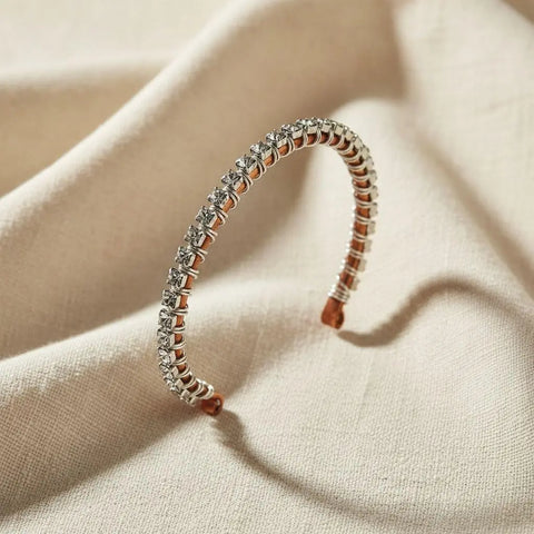 Crystal Rhinestone Wire Wrapped Tennis Bracelet Bangle – Handmade Silver | Made in USA Alexa Martha Designs  Bangles /Bracelets