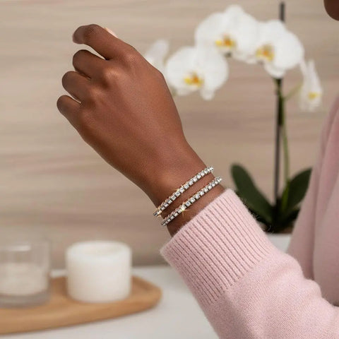 Crystal Rhinestone Wire Wrapped Tennis Bracelet Bangle – Handmade Silver | Made in USA Alexa Martha Designs  Bangles /Bracelets