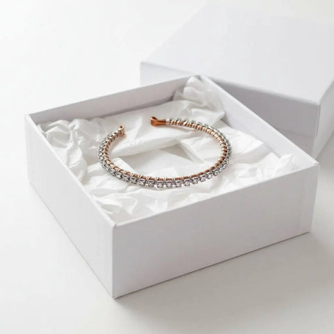 Crystal Rhinestone Wire Wrapped Tennis Bracelet Bangle – Handmade Silver | Made in USA Alexa Martha Designs  Bangles /Bracelets