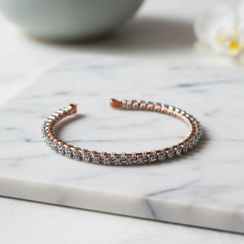 Crystal Rhinestone Wire Wrapped Tennis Bracelet Bangle – Handmade Silver | Made in USA Alexa Martha Designs  Bangles /Bracelets