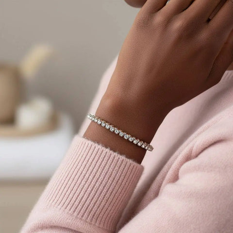 Crystal Rhinestone Wire Wrapped Tennis Bracelet Bangle – Handmade Silver | Made in USA Alexa Martha Designs  Bangles /Bracelets