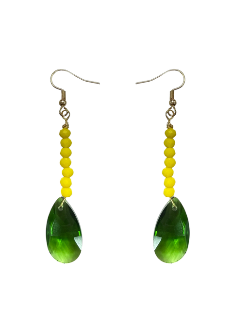 Crystal Teardrop Earrings With Vibrant Beaded Chain – Team Spirit Jewelry | Made in USA by Michelle Marie Boutique Michelle Marie Boutique  Earrings