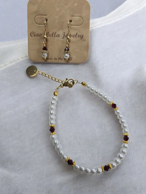 Crystal and Pearl Jewelry Set – Necklace Bracelet Earrings – Handcrafted Custom Birthstone Gift | Made in USA Michelle Marie Boutique  Jewelry Set