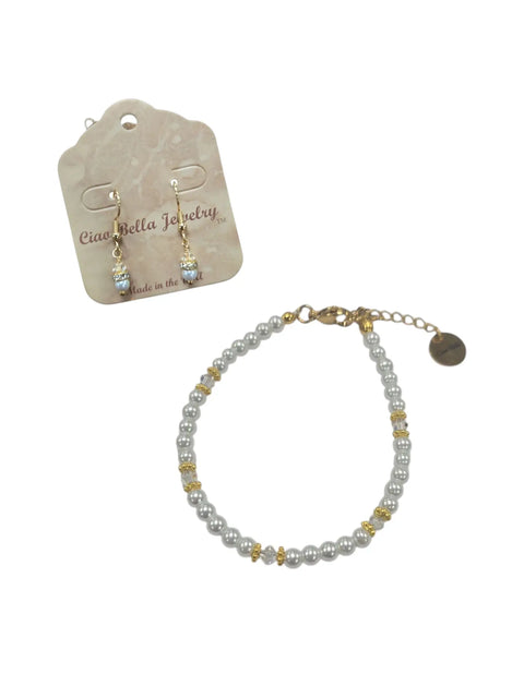 Crystal and Pearl Jewelry Set – Necklace Bracelet Earrings – Handcrafted Custom Birthstone Gift | Made in USA Michelle Marie Boutique  Jewelry Set
