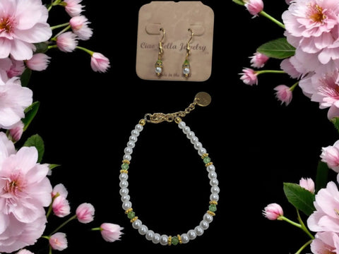 Crystal and Pearl Jewelry Set – Necklace Bracelet Earrings – Handcrafted Custom Birthstone Gift | Made in USA Michelle Marie Boutique  Jewelry Set