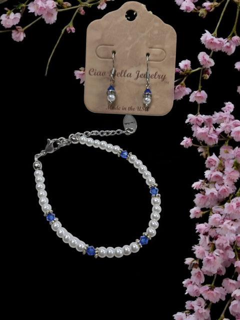 Crystal and Pearl Jewelry Set – Necklace Bracelet Earrings – Handcrafted Custom Birthstone Gift | Made in USA Michelle Marie Boutique  Jewelry Set