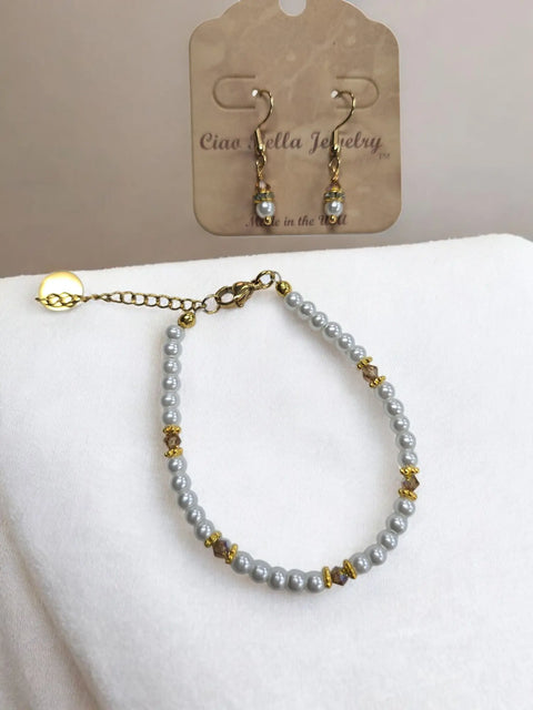 Crystal and Pearl Jewelry Set – Necklace Bracelet Earrings – Handcrafted Custom Birthstone Gift | Made in USA Michelle Marie Boutique  Jewelry Set
