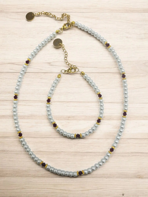 Crystal and Pearl Jewelry Set – Necklace Bracelet Earrings – Handcrafted Custom Birthstone Gift | Made in USA Michelle Marie Boutique  Jewelry Set