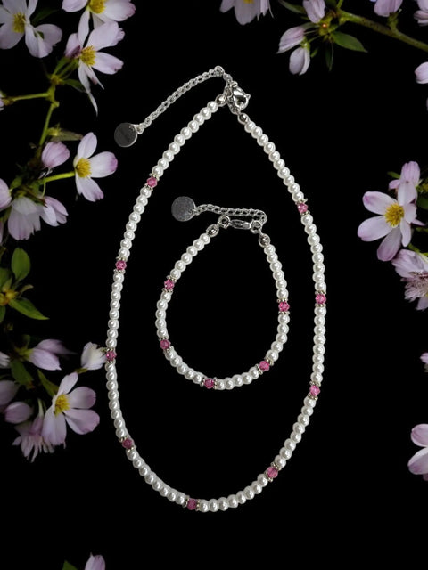 Crystal and Pearl Jewelry Set – Necklace Bracelet Earrings – Handcrafted Custom Birthstone Gift | Made in USA Michelle Marie Boutique  Jewelry Set