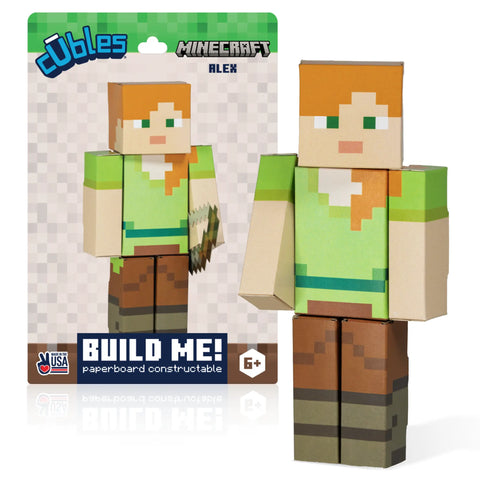 Cubles Minecraft Alex Paperboard Craft Kit 4 Inch Buildable Figure – Beginner Friendly | Made in USA Cubles  Cubles