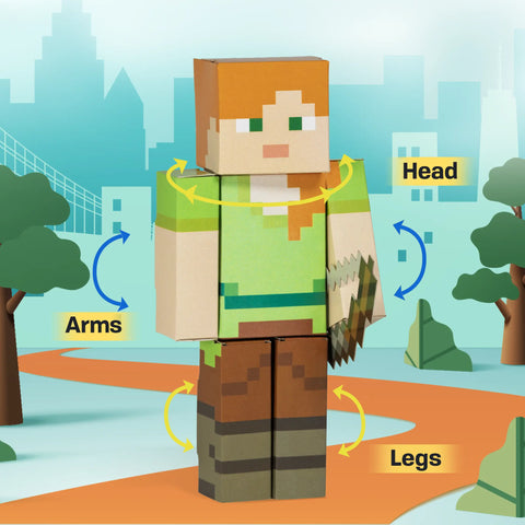 Cubles Minecraft Alex Paperboard Craft Kit 4 Inch Buildable Figure – Beginner Friendly | Made in USA Cubles  Cubles