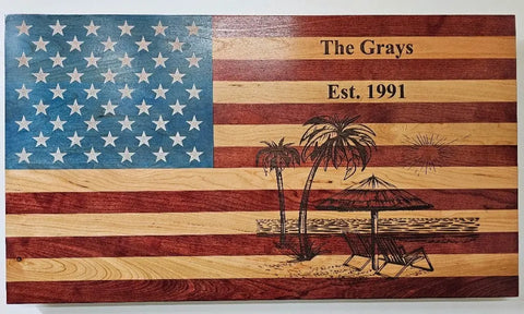 Custom 19x34 Inch Laser Engraved Cherry Wood American Flag – Patriotic Wall Decor | Made in USA American Grains LLC  Custom Wooden Flag