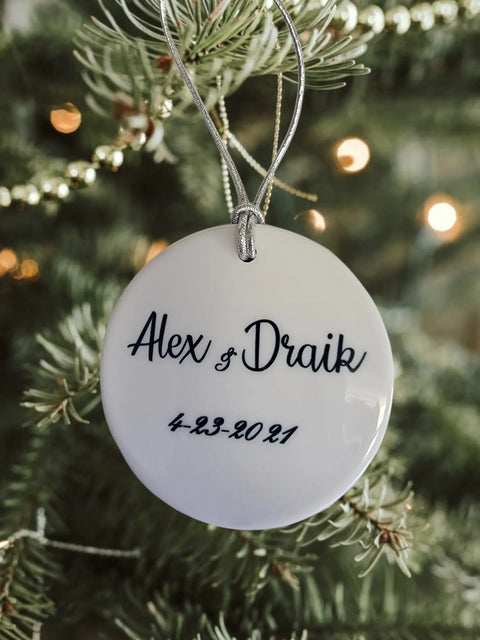 Custom 3 Inch Photo Wedding Anniversary Ornament – Personalized Ceramic Keepsake | Made in USA Michelle Marie Boutique  Holiday Ornaments