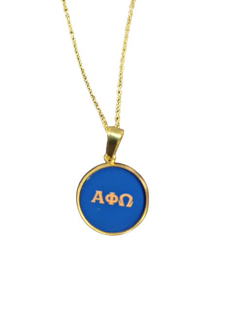 Custom Alpha Phi Omega Gold Plated Stainless Steel Earrings and Necklace Set – 0.75 Inch | Handmade in USA Jewelry Michelle Marie Boutique  Jewelry