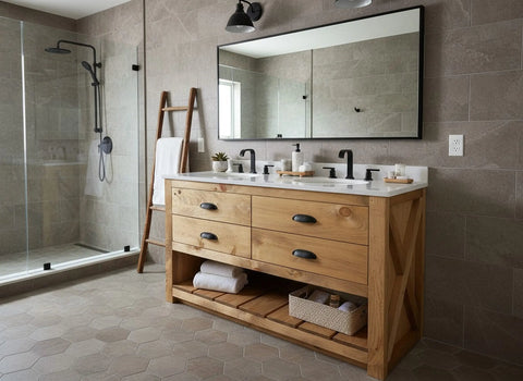 Custom Double Bathroom Vanity – Rustic White Pine Cabinet | Made in USA Limitless Woodworking  item