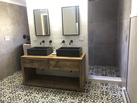 Custom Double Sink Bathroom Vanity 22 Inch Depth – Northeastern White Pine Wood Rustic Finish | Made in USA Limitless Woodworking  item