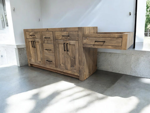 Custom Double Sink Bathroom Vanity With Makeup Desk – Handcrafted Wood Cabinet | Made in USA | Model #1120 Limitless Woodworking  item