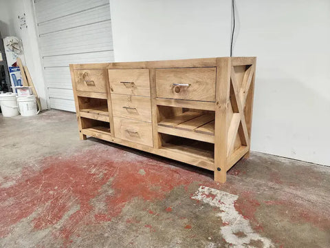 Custom Double Sink Bathroom Vanity – Handcrafted Northeastern Pine Wood – Made in USA | Model #1079 Limitless Woodworking  item