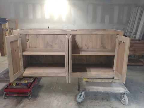 Custom Double Sink Bathroom Vanity – Handcrafted Northeastern White Pine – Made in USA | Model #1068 Limitless Woodworking  item