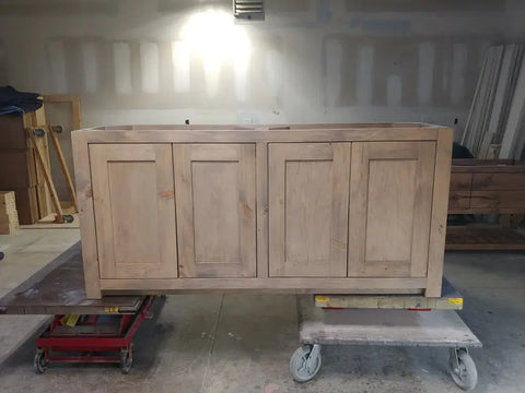 Custom Double Sink Bathroom Vanity – Handcrafted Northeastern White Pine – Made in USA | Model #1068 Limitless Woodworking  item