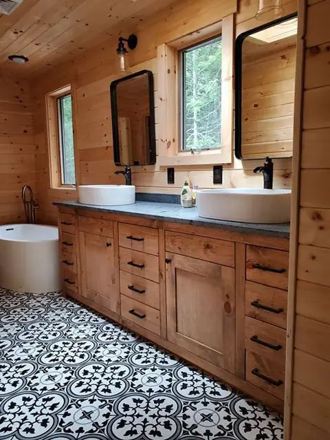Custom Double Sink Bathroom Vanity – Handcrafted Northeastern White Pine | Made in USA | Model #1074 Limitless Woodworking  item