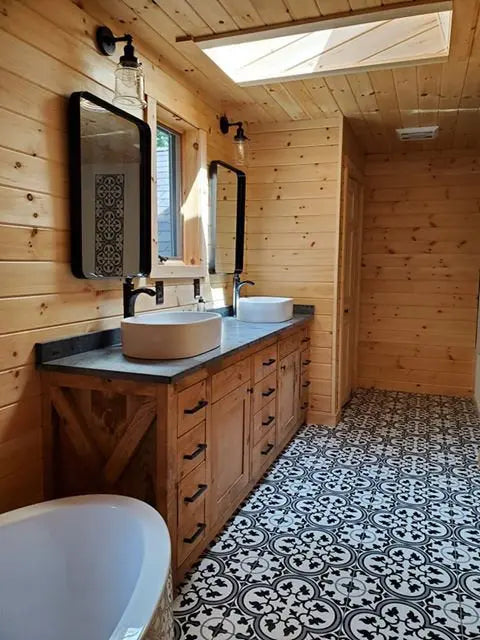 Custom Double Sink Bathroom Vanity – Handcrafted Northeastern White Pine | Made in USA | Model #1074 Limitless Woodworking  item