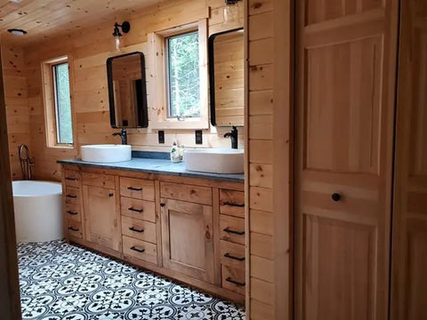 Custom Double Sink Bathroom Vanity – Handcrafted Northeastern White Pine | Made in USA | Model #1074 Limitless Woodworking  item