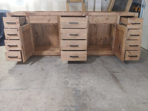 Custom Double Sink Bathroom Vanity – Handcrafted Northeastern White Pine | Made in USA | Model #1074 Limitless Woodworking  item