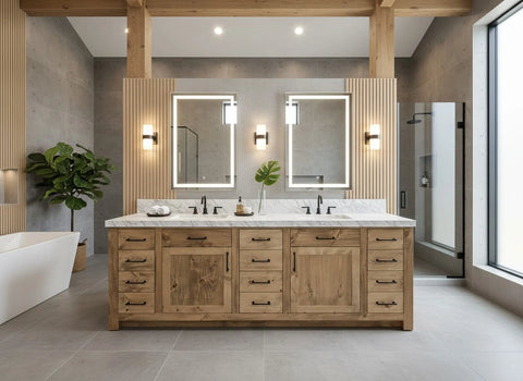 Custom Double Sink Bathroom Vanity – Handcrafted Northeastern White Pine | Made in USA | Model #1074 Limitless Woodworking  item