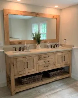 Custom Double Sink Bathroom Vanity – Handcrafted Solid Wood Cabinetry – Made in USA | Model #1045 Limitless Woodworking  item
