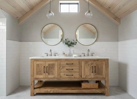 Custom Double Sink Bathroom Vanity – Handcrafted Solid Wood Cabinetry – Made in USA | Model #1045 Limitless Woodworking  item