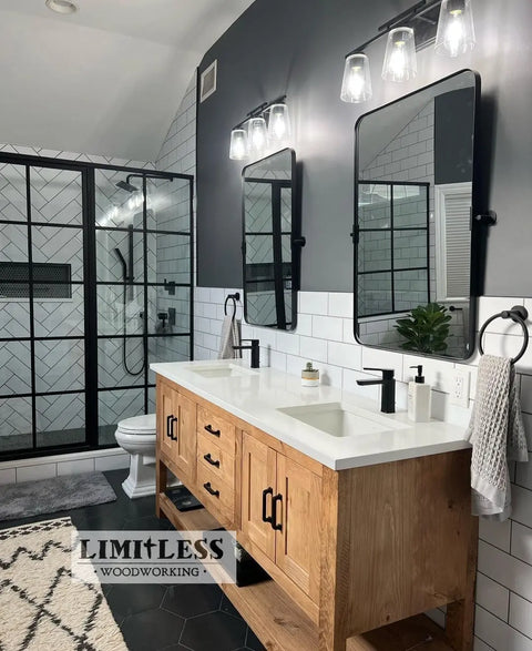 Custom Double Sink Bathroom Vanity – Handcrafted Solid Wood Cabinetry – Made in USA | Model #1045 Limitless Woodworking  item