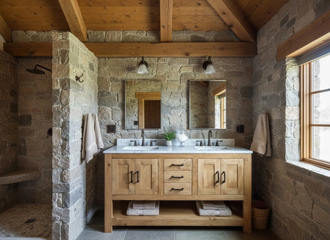 Custom Double Sink Bathroom Vanity – Handcrafted Solid Wood Cabinetry – Made in USA | Model #1045 Limitless Woodworking  item