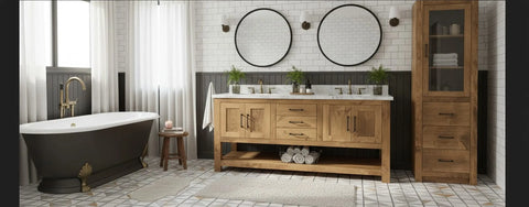 Custom Double Sink Bathroom Vanity – Handcrafted Solid Wood Cabinetry – Made in USA | Model #1045 Limitless Woodworking  item