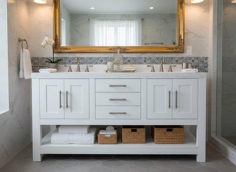Custom Double Sink Bathroom Vanity – Handcrafted Solid Wood Cabinetry – Made in USA | Model #1045 Limitless Woodworking  item