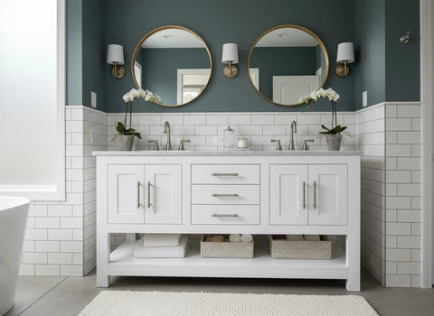 Custom Double Sink Bathroom Vanity – Handcrafted Solid Wood Cabinetry – Made in USA | Model #1045 Limitless Woodworking  item