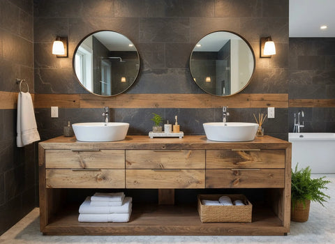 Custom Double Sink Bathroom Vanity – Handcrafted Solid Wood Storage Cabinet | Made in USA | Model #1129 Limitless Woodworking  item