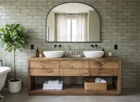 Custom Double Sink Bathroom Vanity – Handcrafted Solid Wood Storage Cabinet | Made in USA | Model #1129 Limitless Woodworking  item