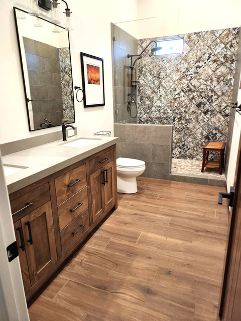 Custom Double Sink Bathroom Vanity – Handcrafted White Pine Cabinet | Made in USA | Model #1064 Limitless Woodworking  item