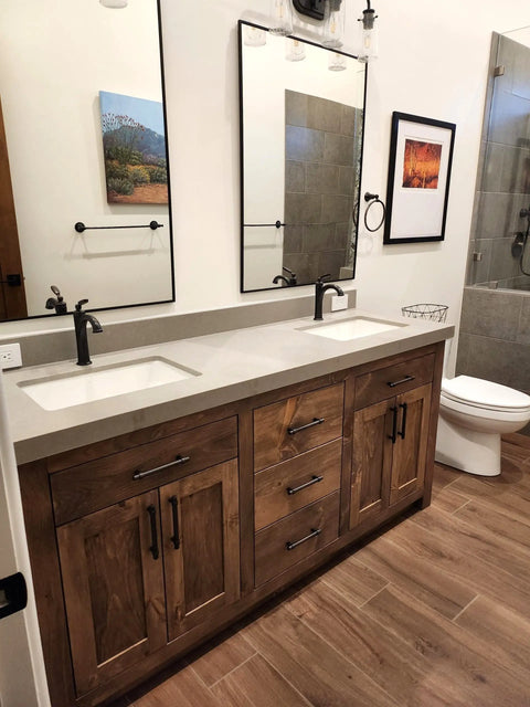 Custom Double Sink Bathroom Vanity – Handcrafted White Pine Cabinet | Made in USA | Model #1064 Limitless Woodworking  item