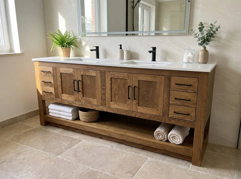 Custom Double Sink Bathroom Vanity – Handcrafted Wood Cabinet | Made in USA | Model #1126 Limitless Woodworking  item
