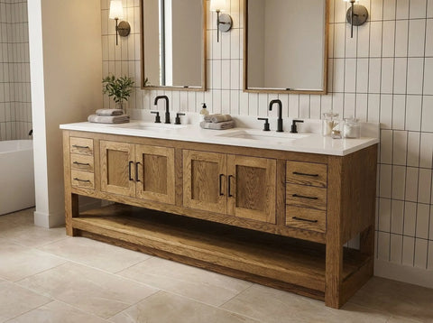 Custom Double Sink Bathroom Vanity – Handcrafted Wood Cabinet | Made in USA | Model #1126 Limitless Woodworking  item
