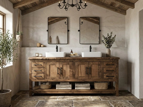 Custom Double Sink Bathroom Vanity – Handcrafted Wood Cabinet | Made in USA | Model #1126 Limitless Woodworking  item