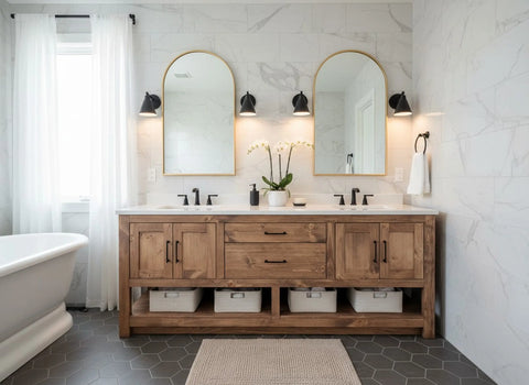 Custom Double Sink Bathroom Vanity – Handmade Wood Cabinet | Made in USA | Model #1082 Limitless Woodworking  item