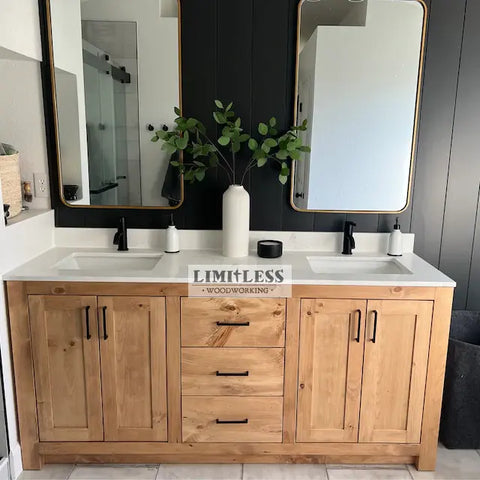 Custom Double Sink Bathroom Vanity – Handmade Wood Cabinet with Storage Drawers | Made in USA | Model #1061 Limitless Woodworking  item