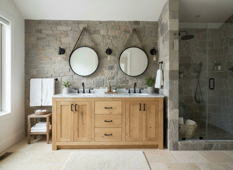 Custom Double Sink Bathroom Vanity – Handmade Wood Cabinet with Storage Drawers | Made in USA | Model #1061 Limitless Woodworking  item