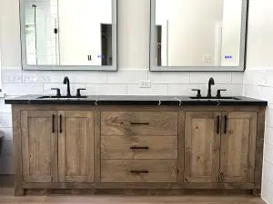 Custom Double Sink Bathroom Vanity – Handmade Wood Cabinet with Storage Drawers | Made in USA | Model #1061 Limitless Woodworking  item