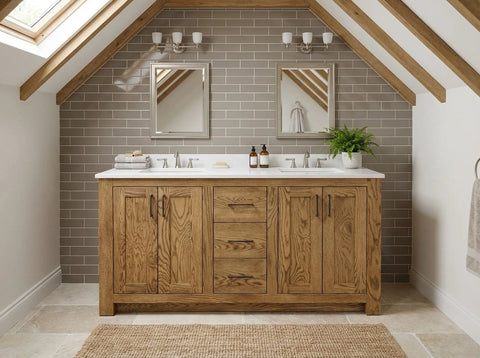 Custom Double Sink Bathroom Vanity – Handmade Wood Cabinet with Storage Drawers | Made in USA | Model #1061 Limitless Woodworking  item