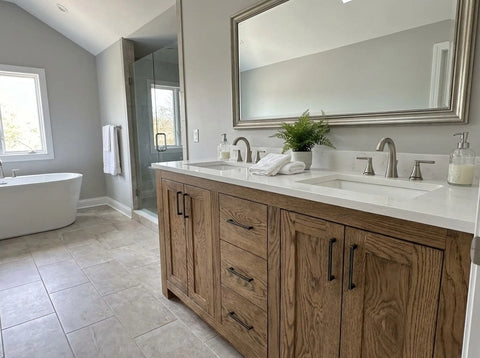 Custom Double Sink Bathroom Vanity – Handmade Wood Cabinet with Storage Drawers | Made in USA | Model #1061 Limitless Woodworking  item